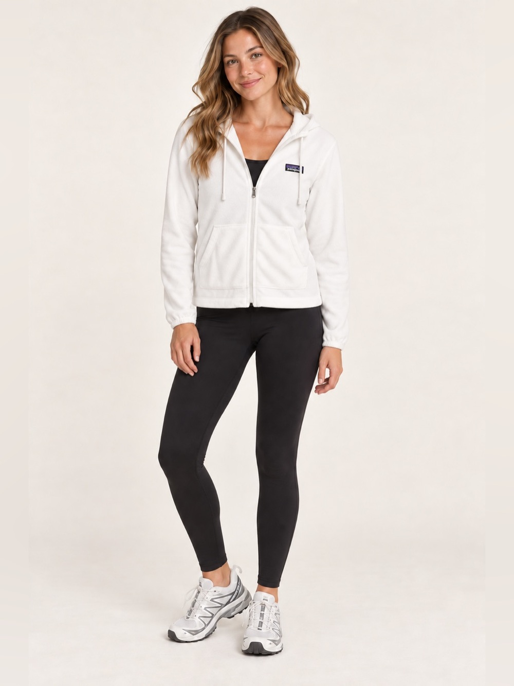 Patagonia White Full Zip Hooded Jacket Women’s XS Fleece Logo Hoodie